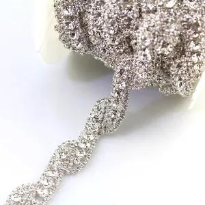 Модные стеклянные стразы цепи для шитья серебристо-белый кристалл отделка для ювелирных изделий платье