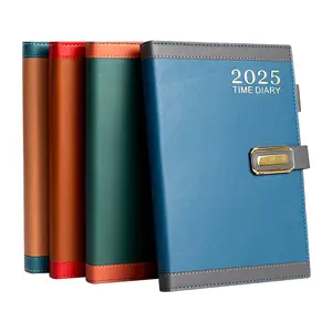 A5 B5 Business Leather Two tone Spliced Magnetic Buckle Customized Schedule Time Diary Notebook with logo