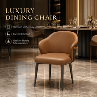 Chaise de salle à manger moderne en cuir rembourré avec dossier incurvé pour restaurant, hôtel, café, bar, salon, bureau, vente en gros commerciale