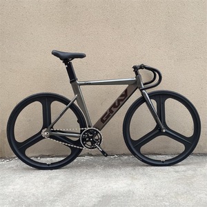 Bicicleta <span class=keywords><strong>Fixie</strong></span> GRAY con Rueda Delantera de 3 Radios 700C y Rueda <span class=keywords><strong>Trasera</strong></span> de Perfil Bajo, Neumático de Baja Resistencia a la Rodadura, Una Velocidad - Product Image 1