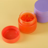 Bouteille de complément alimentaire en verre à fond rond de 100 ml et 150 ml, dégradé orange énergétique, couvercles de luxe or, emballage de vitamines à large ouverture