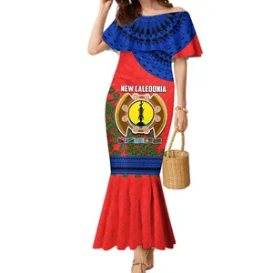 새로운 칼레도니아 인어 드레스 멜라네시아 축제 긴 드레스 우아한 Bodycon 폴리네시아 부족 의류 맞춤 칵테일 여성