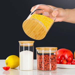 Lead-free Borosilicate Glass Kitchen Canisters With Bamboo Seal Lid Heat Resistant Food <b>Storage</b> Jars for Spice Sugar Candy - Product Image 3