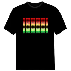 DIY Led Tshirt Party DJ China Supplier Custom Printing 100% Cotton Fabric Light Up tshirt Flashing Audio led t shirt for men