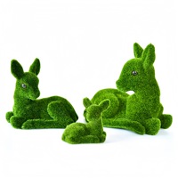 Ornements de lapins en herbe artificielle réaliste pour la décoration festive de la maison et des jardins