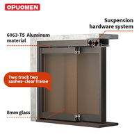Pintu Geser Gantung Berbingkai Aluminium Kaca Tempered 4 Jalur, Kedap Suara dan Tahan Panas, Grosir dari Pabrik