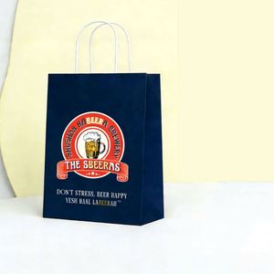 Custom <b>Extra</b> <b>Large</b> Kraft Paper Bag with Twisted Handle for Fast Food Takeaway <b>Printed</b> Logo Eco Reusable Wholesale - Product Image 2