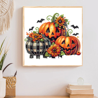 Kit de Peinture Diamant 5D DIY 30*30CM avec Diamants de Forme Spéciale, Motif Citrouille, Décoration d'Halloween, Cadeau pour Débutant