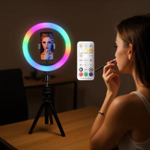 RGB LED Ring Light 26cm With Remote Control For Live Streaming Makeup Video - Product Image 3