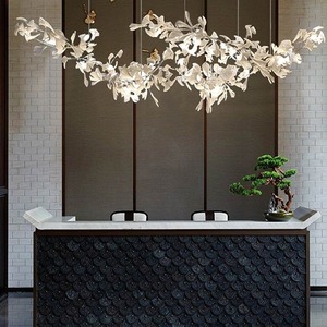 Modern Minimalist Ginkgo <b>Leaf</b> Chandelier for Living Room Artistic Staircase Decorative <b>Lights</b> for Duplex Apartments Villas - Product Image 3