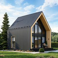 Maisonnette Modulaire Préfabriquée à Toit en Queue de Ruche Personnalisée OEM, Entièrement Vitrée, en Bois et Acier, Isolée Thermiquement, pour Projet de Villa Forestière ou de Complexe Hôtelier