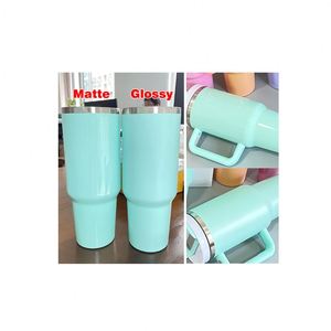 New USA Warehouse Blank Sublimation Glossy Matte <b>Macaron</b> H2.0 40oz Sublimation Tumbler With Handle and Straw - Product Image 3