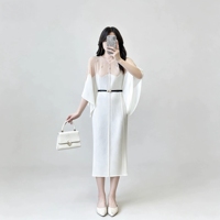 Robe plissée Miyake élégante pour femme de bureau, grande taille, manches chauve-souris contrastées, perles de luxe, nouvelle collection 2026, vente en gros, directement de l'usine