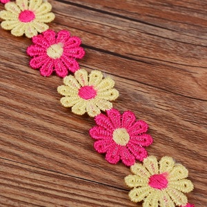 Оптовая продажа, 15 ярдов, аксессуары для одежды, 2,5 см, Цветочная кружевная лента, отделка, нашивка, вышитая кружевная ткань, кружевная отделка - Product Image 3