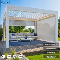 Jiake Aluminium-Pergola mit Motorisierten Außenrollos und LED-Lichtstreifen-Kanal für Terrassenüberdachung, Garten und Hinterhof