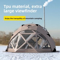 Tente sphérique télescopique avec grandes fenêtres en TPU, doublure en coton épaissi, tissu Oxford triple couche, imperméable 1 mm, hiver
