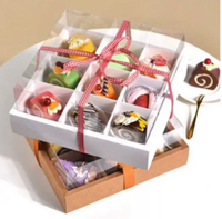 Boîte de pique-nique transparente à 9 compartiments, emballage jetable pour gâteaux et desserts de l'après-midi, pour fruits, hot pot, plats à emporter