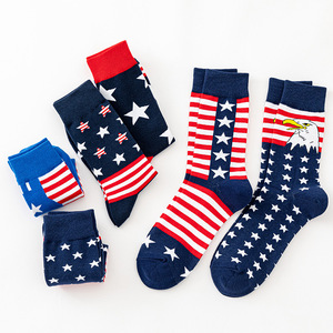 Trong Kho USA Cờ 40-48 EUR Kích Thước Tùy Chỉnh Độc Lập Ngày Crew <span class=keywords><strong>Socks</strong></span> Cho Nam Giới Chất Lượng Cao Dài Ống Phong Cách Moq 10 Cặp - Product Image 3