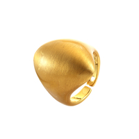 Großhandel Messing Echtvergoldeter Statement-Ring für Damen, Gebürsteter Strukturierter Massiver Offener Verstellbarer Fingerring, Geschenk Partyschmuck