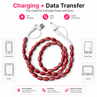 Câble de charge USB Type C 4-en-1 pour téléphone, avec perles, pour football américain, transfert de données, cadeau sportif
