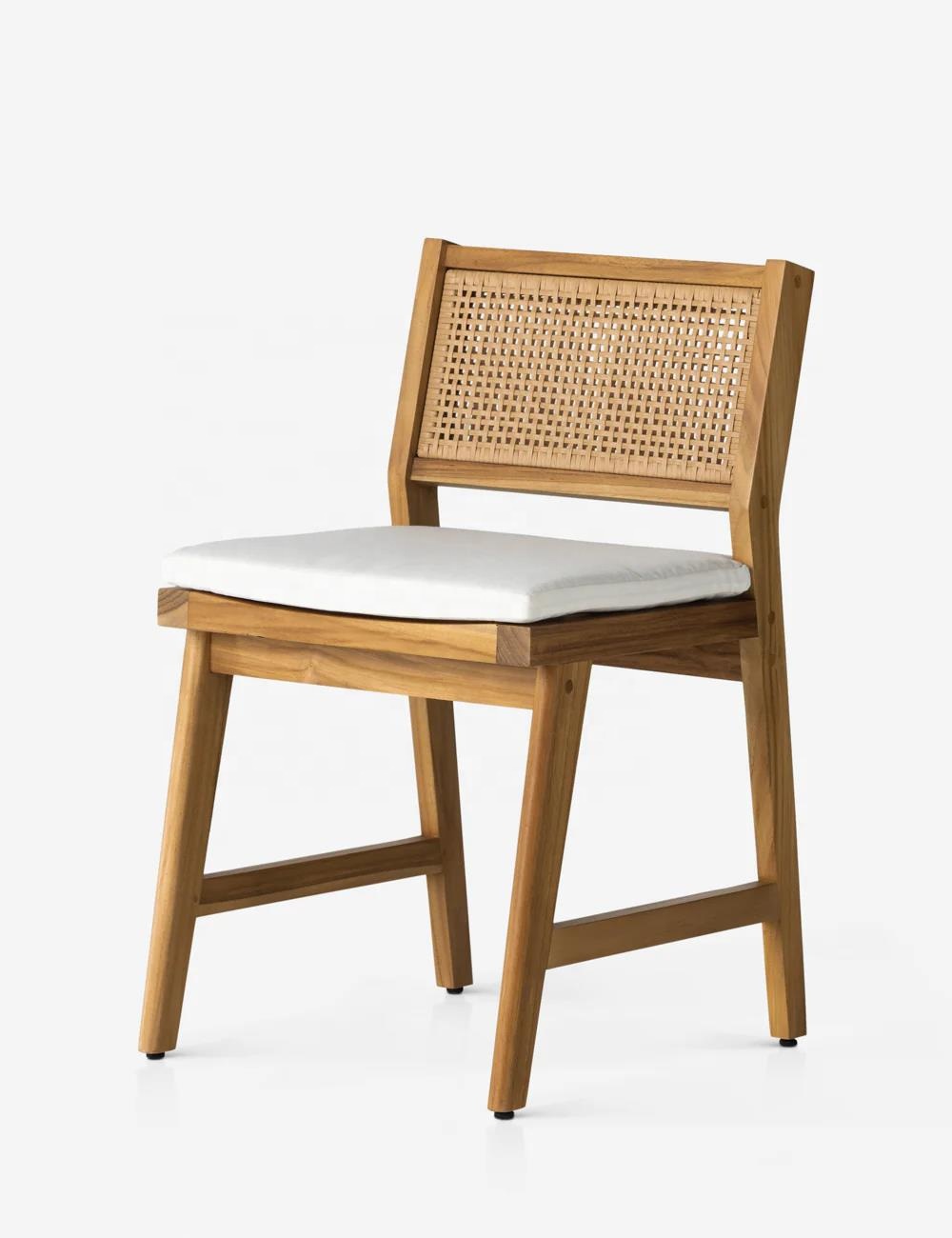 Modern Indoor Outdoor Dining Sets Chairs Rattan Furniture Outdoor Restaurant Armrest Chairs Hotel South American Solid Teak Wood