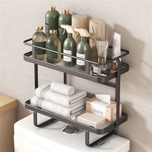 Modern <b>Corner</b> Toilet Storage Rack Eco-Friendly Zinc Alloy Punch-Free <b>Standing</b> for Hotel Use Multifunctional Bathroom Storage - Product Image 4