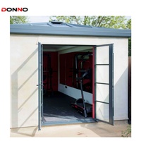 Porte battante en aluminium Porte battante en verre trempé résistante aux intempéries Cadre en aluminium Double porte battante en verre