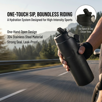 Bouteille d'eau isotherme à double paroi de 16 oz avec couvercle à paille, poignée durable, en acier inoxydable, pour le sport, la gym, le cyclisme et les activités de plein air