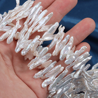 Perles d'eau douce baroques en forme de lute, blanches, à fort lustre, de haute qualité, naturelles, en vrac, pour la fabrication de bijoux