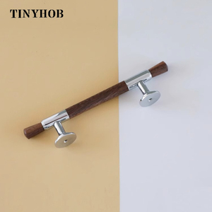 Tinyhob现代铬橱柜旋钮和手柄时尚抽屉旋钮拉手家具手柄天然胡桃木门硬瓦 - Product Image 5