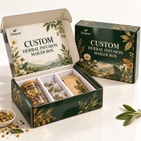 Boîte d'expédition personnalisée brillante en carton ondulé E pour infusions à base de plantes, avec insert en papier pour l'emballage du thé