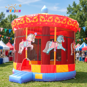 Château gonflable WINSUN Carousel Jumping Castle, trampoline de divertissement, matériau PVC ignifuge et imperméable, installation facile, personnalisable. - Product Image 2