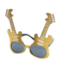 Lunettes de soleil HLC Unique Gold Radiant Guitar Fun, lunettes de soleil à thème rock and roll, accessoires de fête, lunettes pour adultes et enfants, cosplay