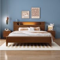Lit mural moderne de luxe avec rangement éclairé, en bois de caoutchouc massif, mobilier de chambre à coucher