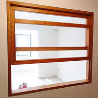 Fenêtre pliante de style rustique en bois massif de style vintage avec verre gaufré, coupe-vent, garantie de 2 ans