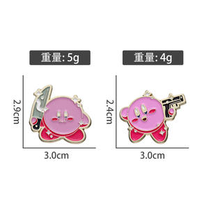 2 diseños joyería regalo lindo esmalte pines dibujos animados Kirby Cosplay Metal insignia Pin Rosa broche esmalte Pin personalizado - Product Image 4