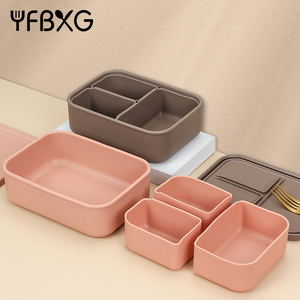Sản phẩm hot Silicone Bento Hộp Ăn Trưa hình chữ nhật <span class=keywords><strong>container</strong></span> với có thể tháo rời ngăn cho trẻ em người lớn BPA free - Product Image 3