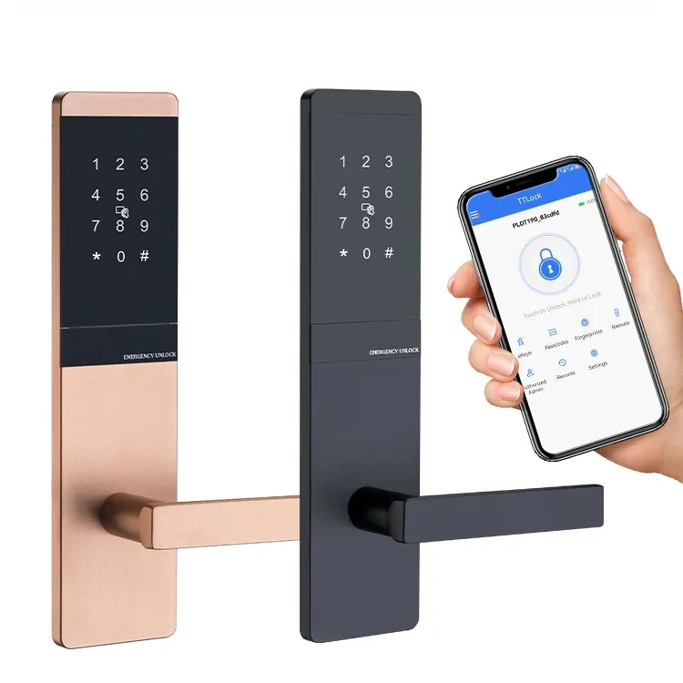 High-End Elegant TT Hotel App Smart Hotel Locks With Silver Black Hotel Lock System Smart Digital door lock