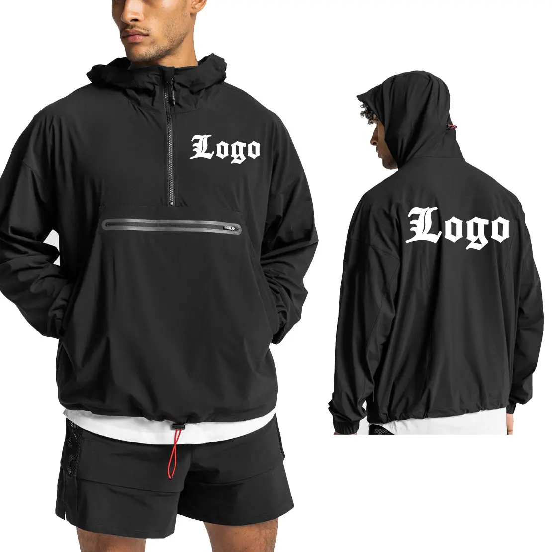 Decheng giacche a vento in Nylon tinta unita personalizzate abbigliamento autunnale da uomo Pullover Vintage di marca giacca antivento impermeabile per uomo