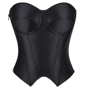 Corsetto <span class=keywords><strong>a</strong></span> righe nere da donna con corsetto <span class=keywords><strong>reggiseno</strong></span> <span class=keywords><strong>a</strong></span> righe <span class=keywords><strong>a</strong></span> righe Costume da ufficio corsetto con cerniera stringato Sexy Top Bustier senza spalline - Product Image 6