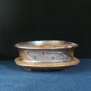 Pot à bonsaï ovale fait main en argile violette cuite au bois, style Nanman créatif, design antique - Product Image 3