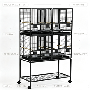Cage d'<span class=keywords><strong>élevage</strong></span> <span class=keywords><strong>de</strong></span> perroquets <span class=keywords><strong>de</strong></span> luxe moderne empilable <span class=keywords><strong>en</strong></span> gros, multi-niveaux, 6 compartiments, thermolaquée pour intérieur/extérieur, pour pigeons et <span class=keywords><strong>canaris</strong></span> - Product Image 2