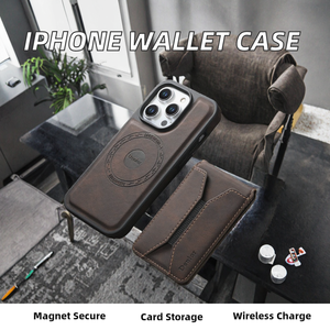 Portacarte portafoglio magnetico da lavoro Anti-impronta digitale per <span class=keywords><strong>iPhone</strong></span> 16/17/14/13/12 Max <span class=keywords><strong>custodia</strong></span> per telefono <span class=keywords><strong>5</strong></span> slot per schede ricarica Wireless - Product Image 2