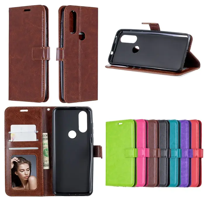 Wallet Leather Case For MOTO G4 Plus G5 Z Play G7 Power For MOTO One P30 Play One Vision P40 One Action Crazy Horse Flip Cover