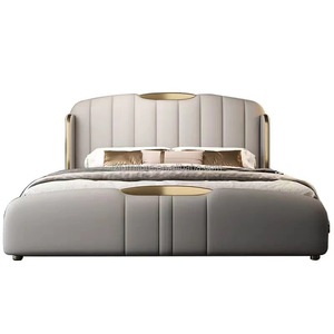 Modern Luxurious Leather Modular Sofa <b>Bed</b> Storage High-end Fashionable Wooden Frame Customizable <b>Size</b> Wedding <b>Bed</b> Master Bedroom - Product Image 5