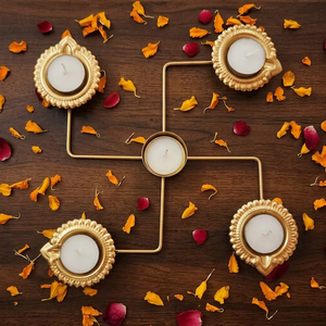 Juego de Lámparas de Aceite Tradicionales de Latón para Diwali, Diseño Geométrico, Varias Piezas, para Ceremonias Religiosas, Uso Decorativo - Product Image 3