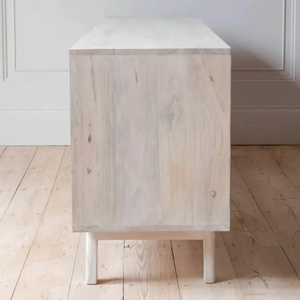 Meuble TV en bois de manguier massif sculpté à la main, meuble de divertissement traditionnel en bois, meuble de salon rustique, rangement durable - Product Image 3