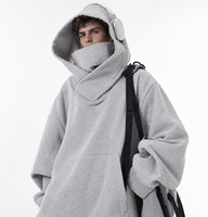 Blouson utilitaire streetwear style américain, sweat-shirt polaire à capuche col montant, unisexe, design de niche, coupe oversize, couleur unie, printemps