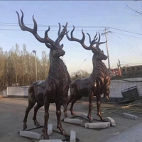 Grande statue extérieure d'animal de jardin de cerf de wapiti en bronze massif sur mesure