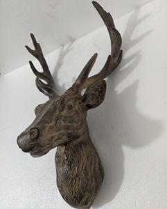 Tête de Rhino en métal Antique, sur base, Antique - Product Image 3